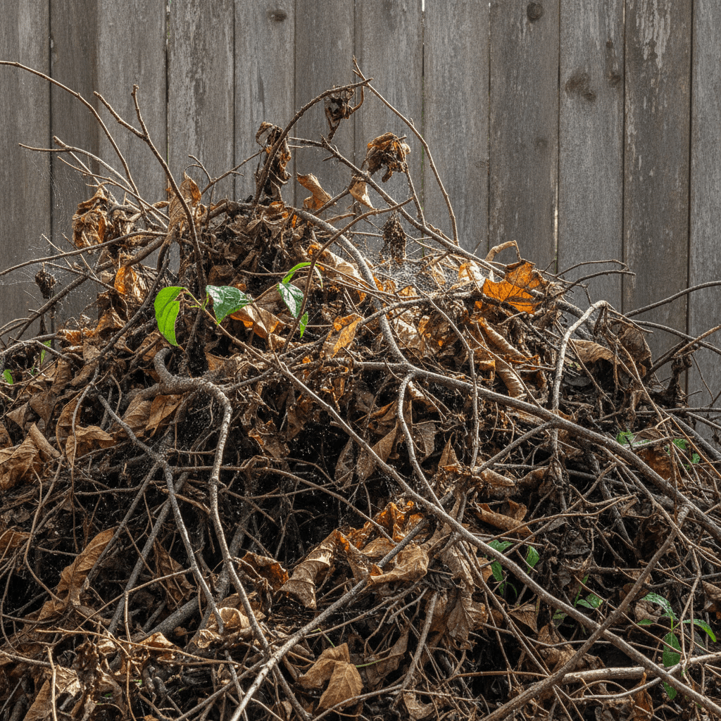 Pile of branches and leaves ready for yard cleanup in Owensboro KY